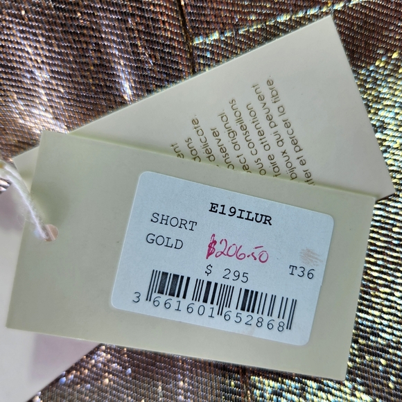 **SOLD** NWT Maje High Waist Gold Metallic Silk Blend Shorts | Women's Size 2-4 - Picture 8 of 14